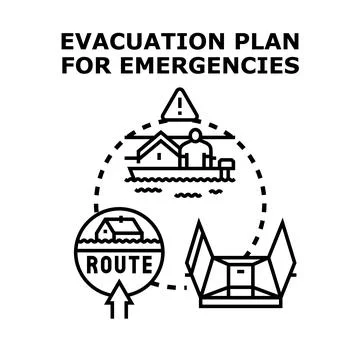 Evacuation plan preparing for emergency situations Stock Illustration