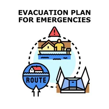 Evacuation plan preparing for emergency situations Stock Illustration