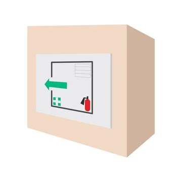 Evacuation plans and fire extinguishe cartoon icon Ilustración de archivo