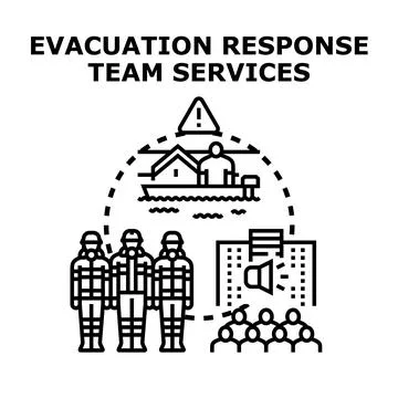 Evacuation response team services during emergency disaster crisis Stock Illustration