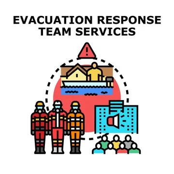 Evacuation response team services during emergency disaster crisis Stock Illustration