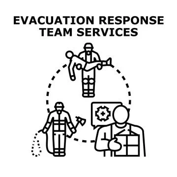 Evacuation response team services providing emergency aid Stock Illustration