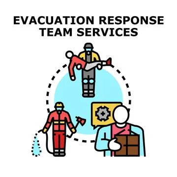 Evacuation response team services providing emergency aid Stock Illustration