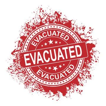 EVACUATION round splash old stamp text on white. Stock Illustration