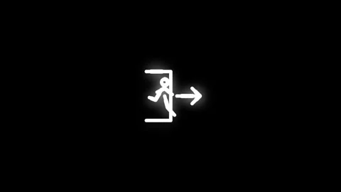 Evacuation Route Line Icon Animation Loop Black Background Stock Footage 341368647