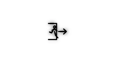 Evacuation Route Line Icon Animation Loop White Background Stock Footage 341368648