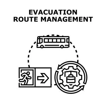 Evacuation route management vector concept illustration Stock Illustration