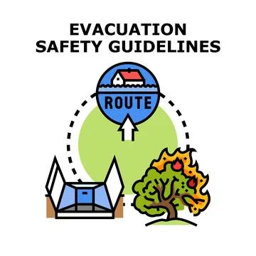 Evacuation safety guidelines concept providing disaster preparation route Ilustración de archivo
