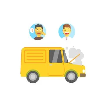 Evacuation Service Operator, Client And Broken Vehicle Stock Illustration