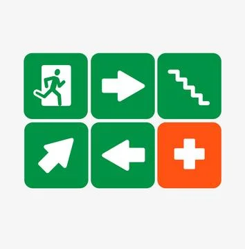 Evacuation Sign Set. Vector Stock Illustration
