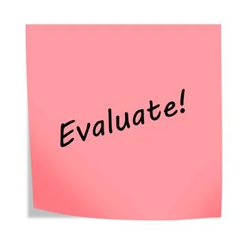 Evaluate 3d illustration post note reminder on white with clipping path Stock Illustration