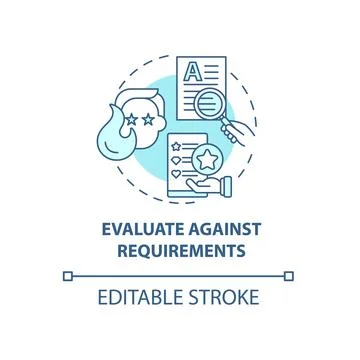 Evaluate against requirements concept icon Stock Illustration
