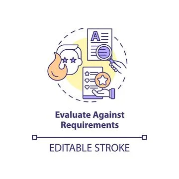 Evaluate against requirements concept icon Stock Illustration