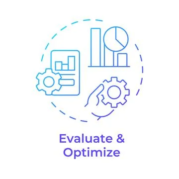 Evaluate and optimize blue gradient concept icon 스톡 일러스트