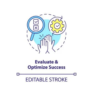 Evaluate and optimize success concept icon Stock Illustration