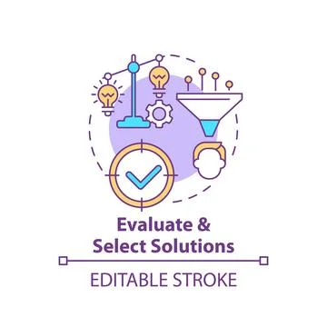 Evaluate and select solutions concept icon Stock Illustration