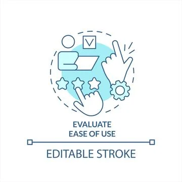 Evaluate ease of use turquoise concept icon Stock-Illustration