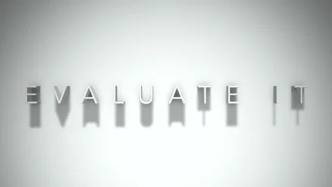 Evaluate it 3D title animation with shadows on a white background Stock Footage 297800629
