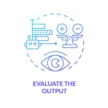 Evaluate output blue gradient concept icon Stock Illustration
