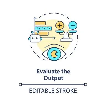 Evaluate output multi color concept icon Stock Illustration