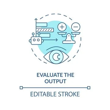 Evaluate output soft blue concept icon Stock Illustration