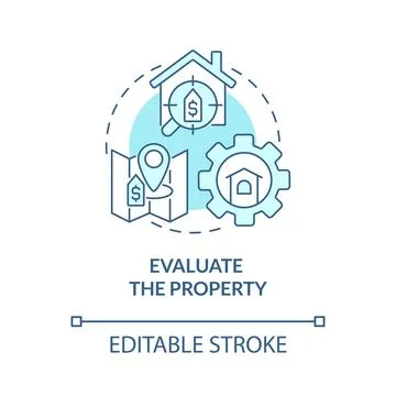 Evaluate property turquoise concept icon Stock Illustration