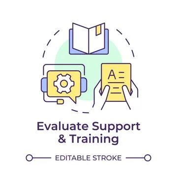 Evaluate support and training multi color concept icon Stock Illustration