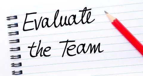 Evaluate The Team written on notebook page Stock Photos