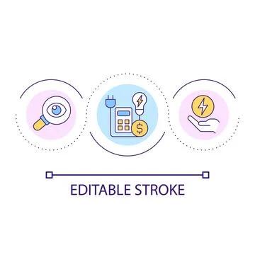 Evaluate utilities expenditures loop concept icon Stock Illustration