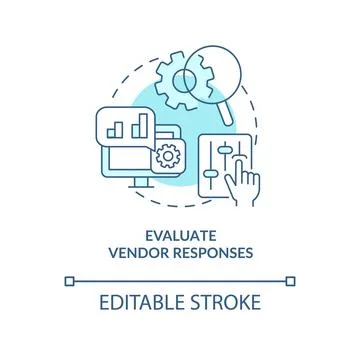 Evaluate vendor responses turquoise concept icon Stock Illustration