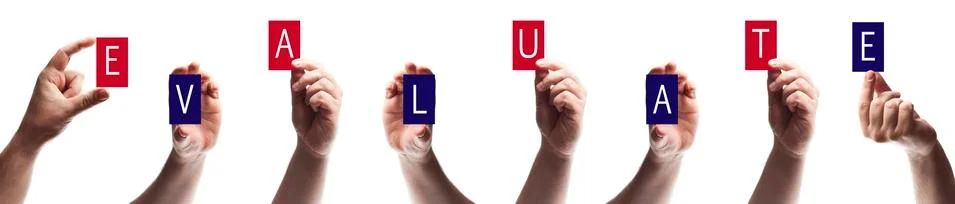 Evaluate word Fotos Stock