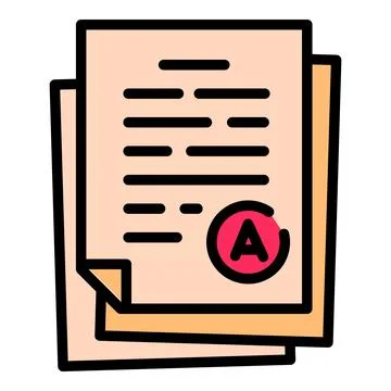 Evaluated test paper icon, outline style Illustrazione stock