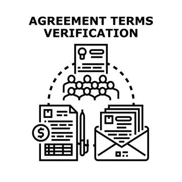 Evaluating agreement terms and contract verification process Stock Illustration