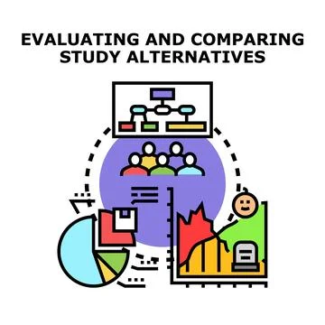 Evaluating and comparing alternatives for strategic decision making Illustrazione stock
