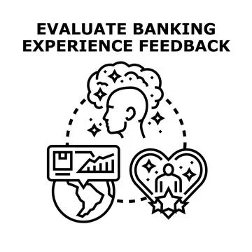 Evaluating banking experience feedback for customer satisfaction Stock Illustration