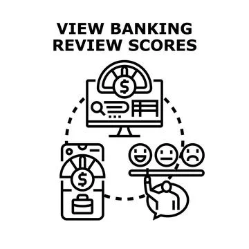 Evaluating banking service satisfaction and financial health scores Stock Illustration