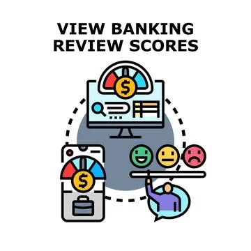 Evaluating banking service satisfaction and financial health scores Stock Illustration