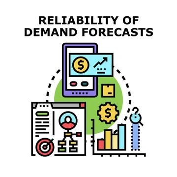 Evaluating business demand forecasts and market trends Stock Illustration