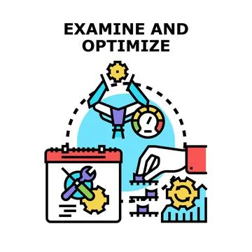 Evaluating business performance and optimizing processes concept Stock Illustration
