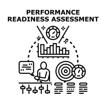 Evaluating business performance readiness and strategic assessment Stock Illustration