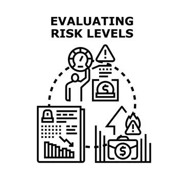 Evaluating business risks with financial management levels Illustrazione stock