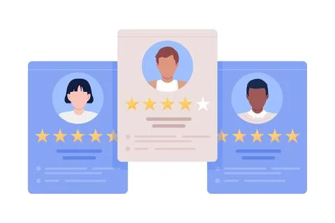 Evaluating candidate to hire semi flat color vector elements Stock Illustration