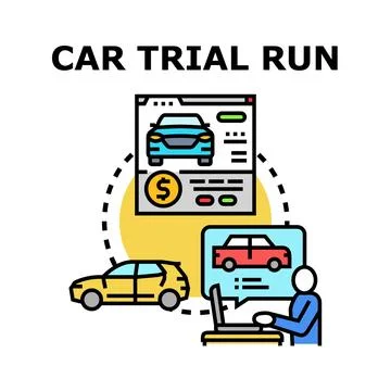 Evaluating car trial run for test drive booking Stock Illustration