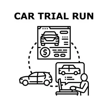 Evaluating car trial run for test drive booking Stock Illustration