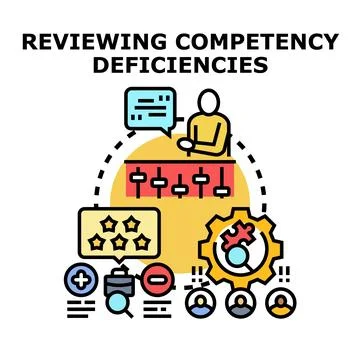 Evaluating competency deficiencies and skill gaps concept Stock Illustration
