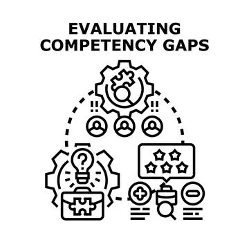Evaluating competency gaps in business or career development Stock Illustration
