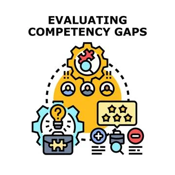 Evaluating competency gaps in business or career development Stock Illustration