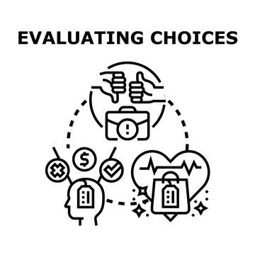 Evaluating complex choices and making decisions process Stock Illustration