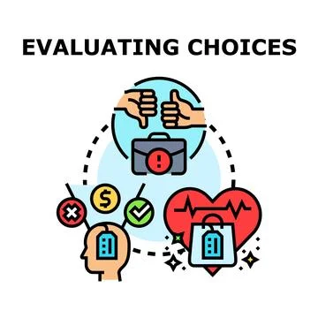 Evaluating complex choices and making decisions process 库存插图