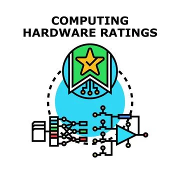 Evaluating computing hardware device ratings performance concept Stock Illustration